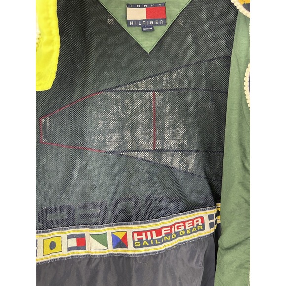 VINTAGE Tommy Hilfiger Sailing Gear Colorblock 90s Jacket Mens XL Green Navy - Picture 10 of 16